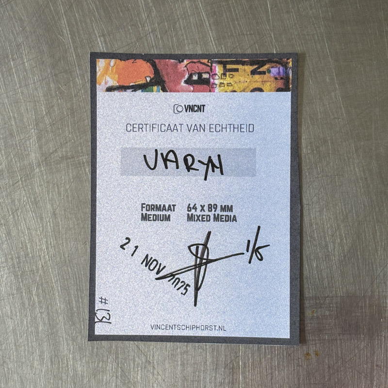 Certificaat ACEO kunstkaart