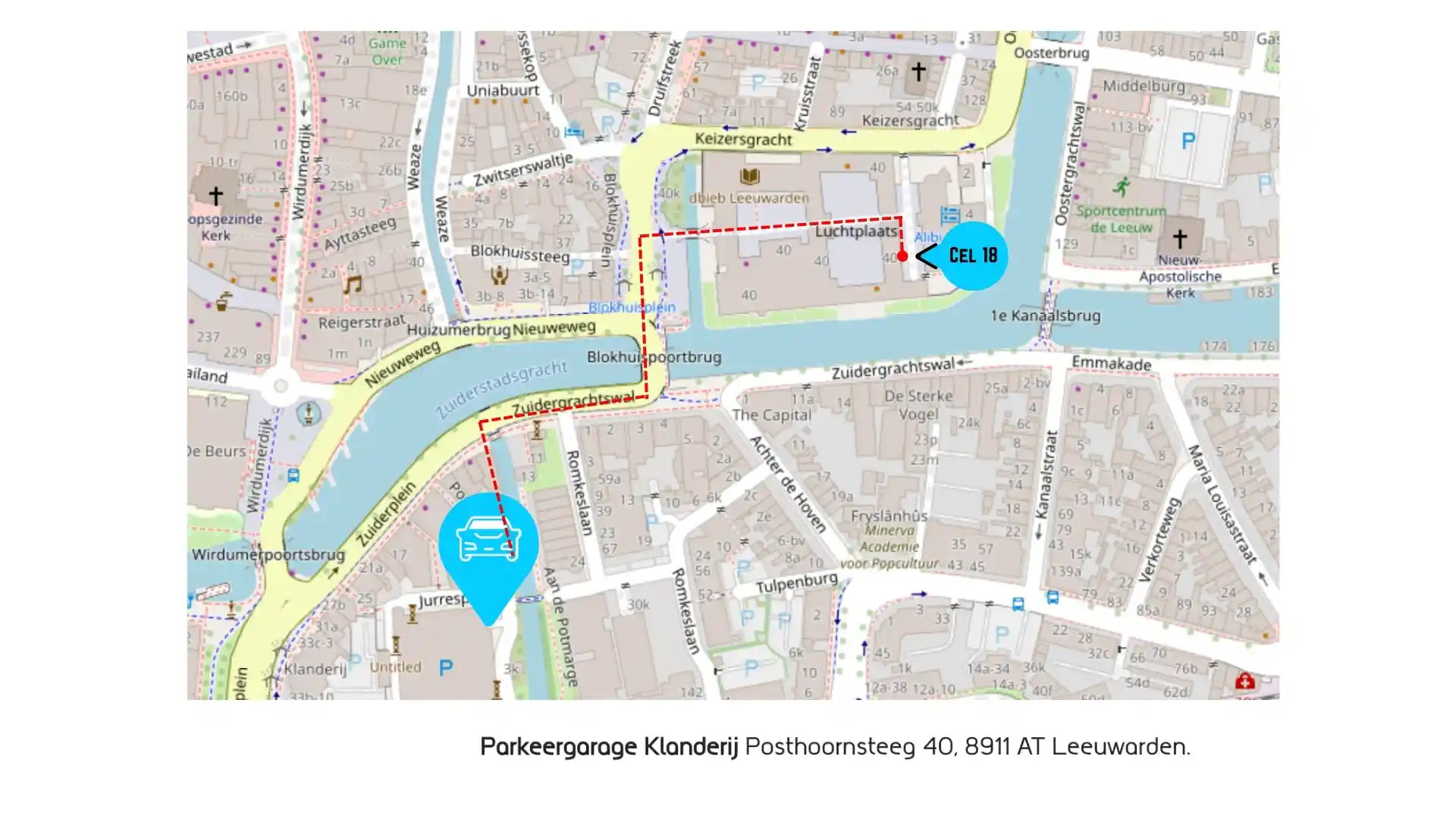 parkeren en looproute blokhuispoort leeuwarden